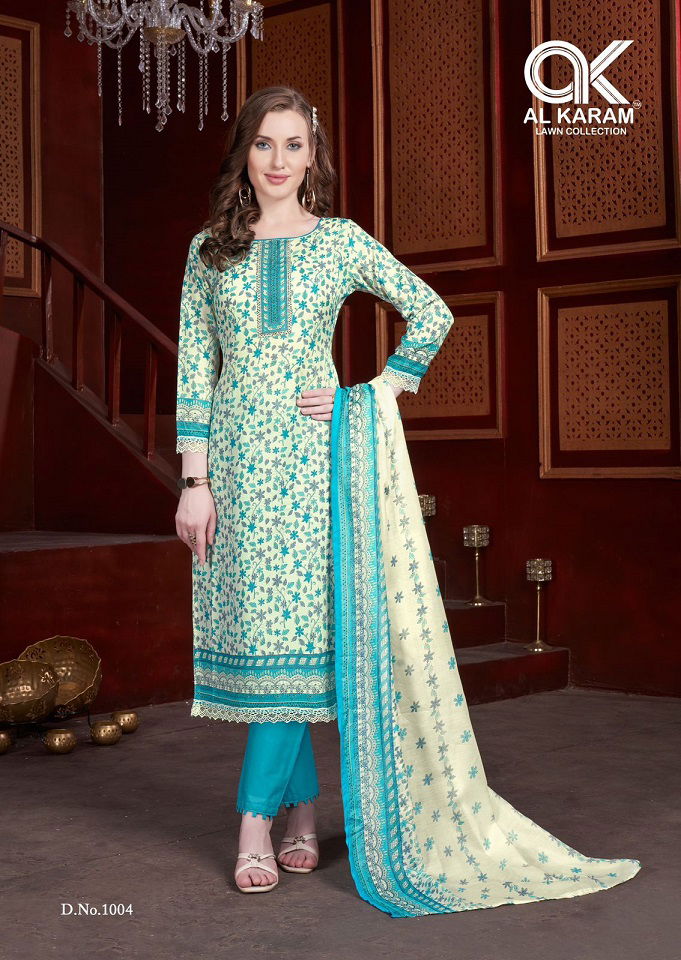 Shabnam Vol 1 By Al karam Soft Cotton Printed Dress Material Wholesale Market In Surat
